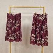 Rok plissé lang model - bloem bordeaux