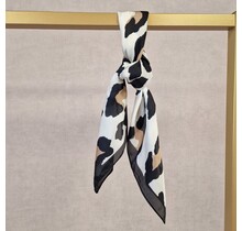 Sjaaltje vierkant - panterprint groot/  zwart-wit-beige
