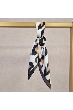 Sjaaltje vierkant - panterprint groot/  zwart-wit-beige