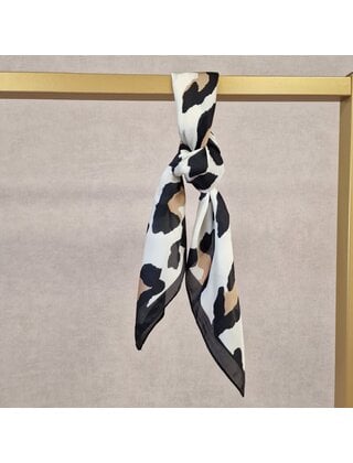 Sjaaltje vierkant - panterprint groot/  zwart-wit-beige
