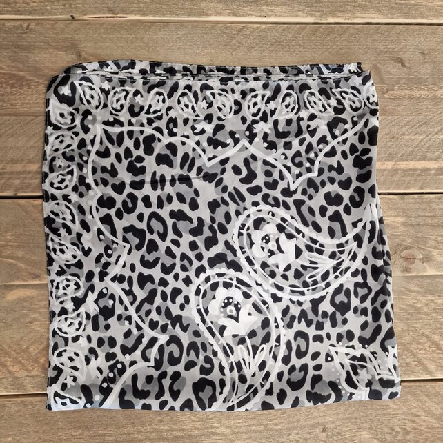 Sjaaltje vierkant - paisley print grijs-zwart