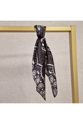 Sjaaltje vierkant - paisley print choco bruin