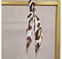 Sjaaltje vierkant - panterprint groot/  beige-wit-bruin