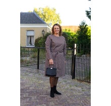 Jurk Amelia - print zwart/wit/cognac