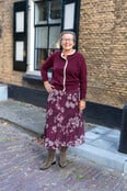 Rok plissé lang model - bloem bordeaux