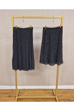Rok plissé kort model - zwart/beige