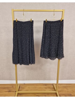 Rok plissé kort model - zwart/beige