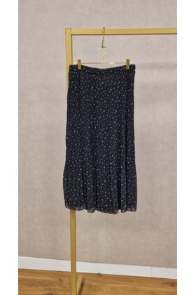 Rok plissé lang model - zwart /beige