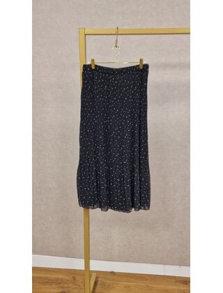 Rok plissé lang model - zwart /beige