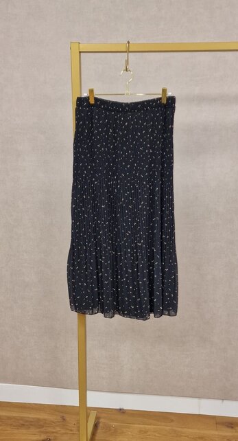 Rok plissé lang model - zwart /beige