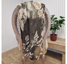 Sjaal met bloem - olijfgroen