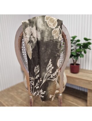 Sjaal met bloem - olijfgroen