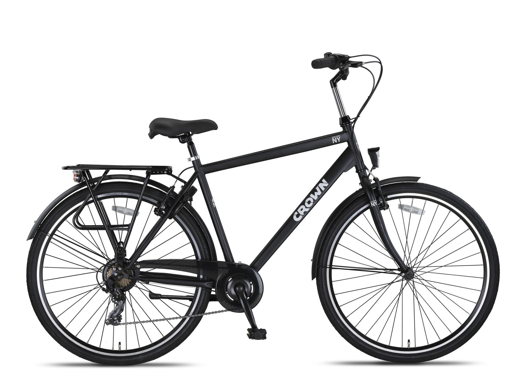 Crown New York Herenfiets 28 inch 53cm Mat Zwart 7v Crown New York Herenfiets 28 inch 53cm Mat Zwart 7v