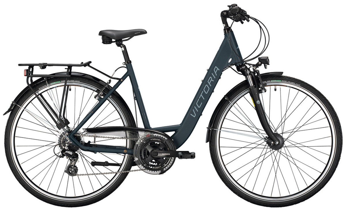 Baleinwalvis Bevestiging sarcoom Victoria Trekking 2.7 Damesfiets 28 inch 56cm Midnight Blue Matt/Brown -  Fietsen4all.nl