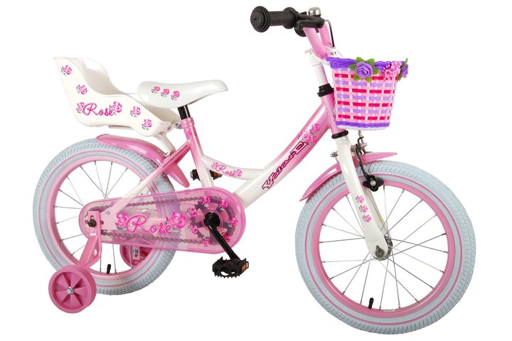 Volare Rose Kinderfiets Meisjes 16 inch Roze Wit 95% afgemonteerd 2