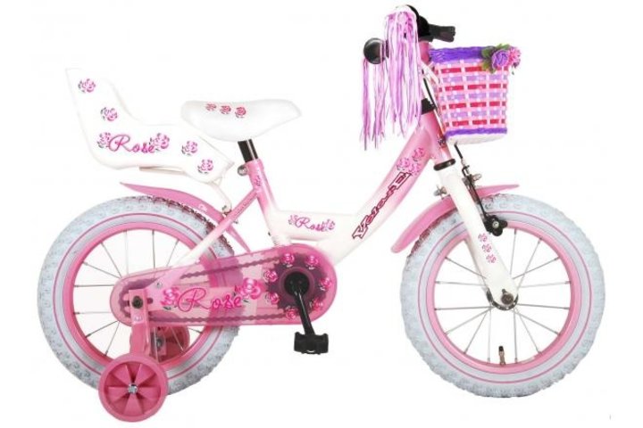 Volare Rose Kinderfiets Meisjes 14 inch Roze Wit 95% afgemonteerd 1