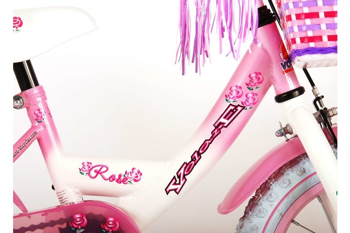 Volare Rose Kinderfiets Meisjes 14 inch Roze Wit 95% afgemonteerd 7