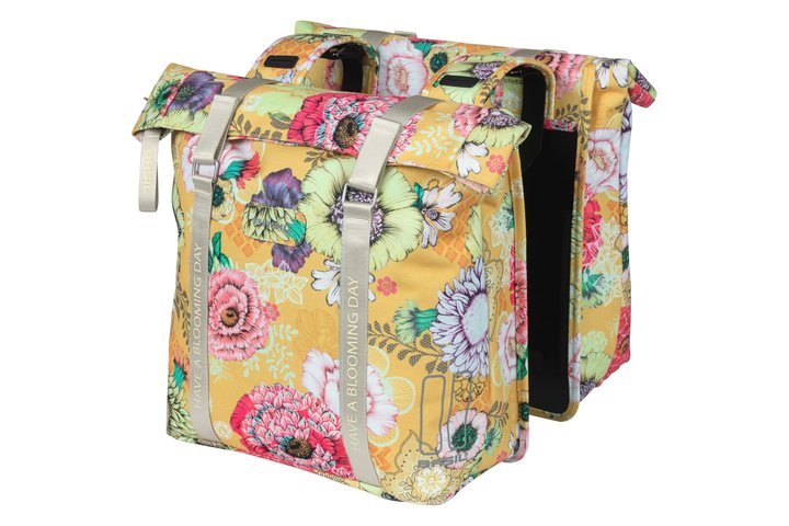 Basil fietstas dubbel Bloom Field yellow 28-35L 1