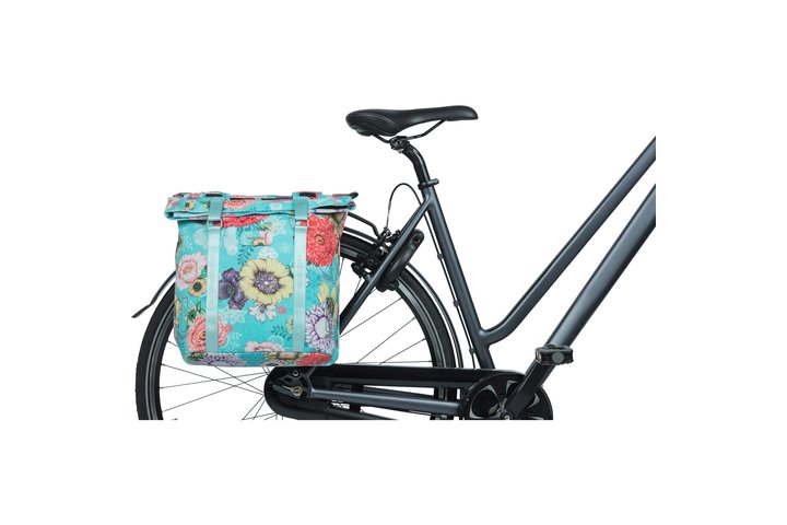 Basil fietstas dubbel Bloom Field blue 28-35L 5