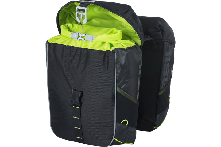 Basil fietstas dubbel Miles black lime 32L 3