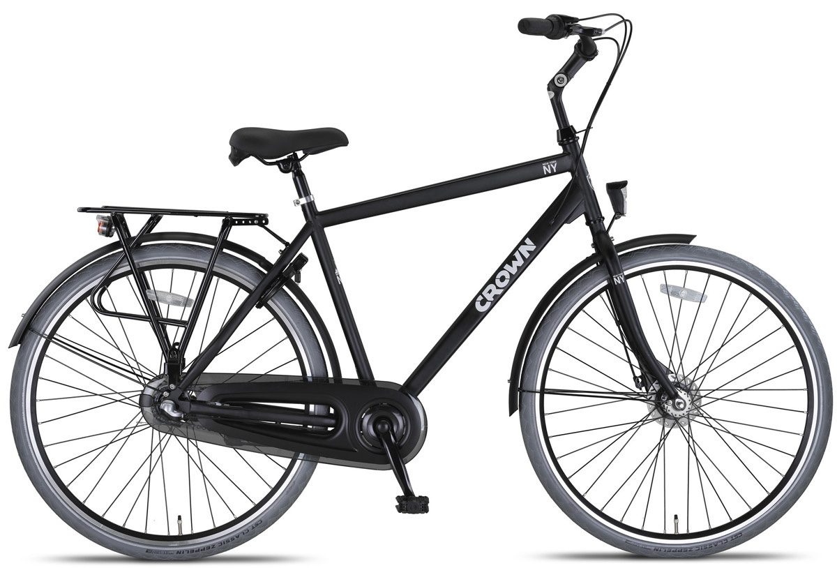 Crown New York Plus Herenfiets 28 inch 53 cm Midnight Black 3v Crown New York Plus Herenfiets 28 inch 53 cm Midnight Black 3v