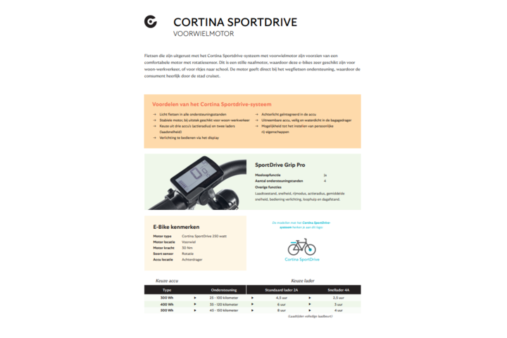 Cortina E-Tide Elektrische Herenfiets 28 inch 61cm Voorwielmotor DB7 13