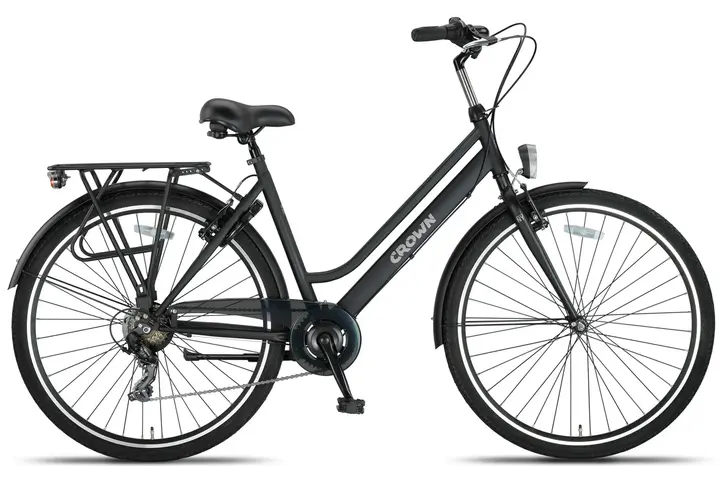 Crown New York Damesfiets 28 inch 55cm Mat Zwart 7v 1