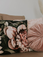 Kussen velvet roze bedrukt