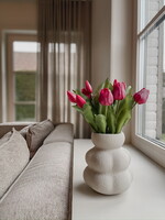 Vaas aardewerk gebubbeld effen greige