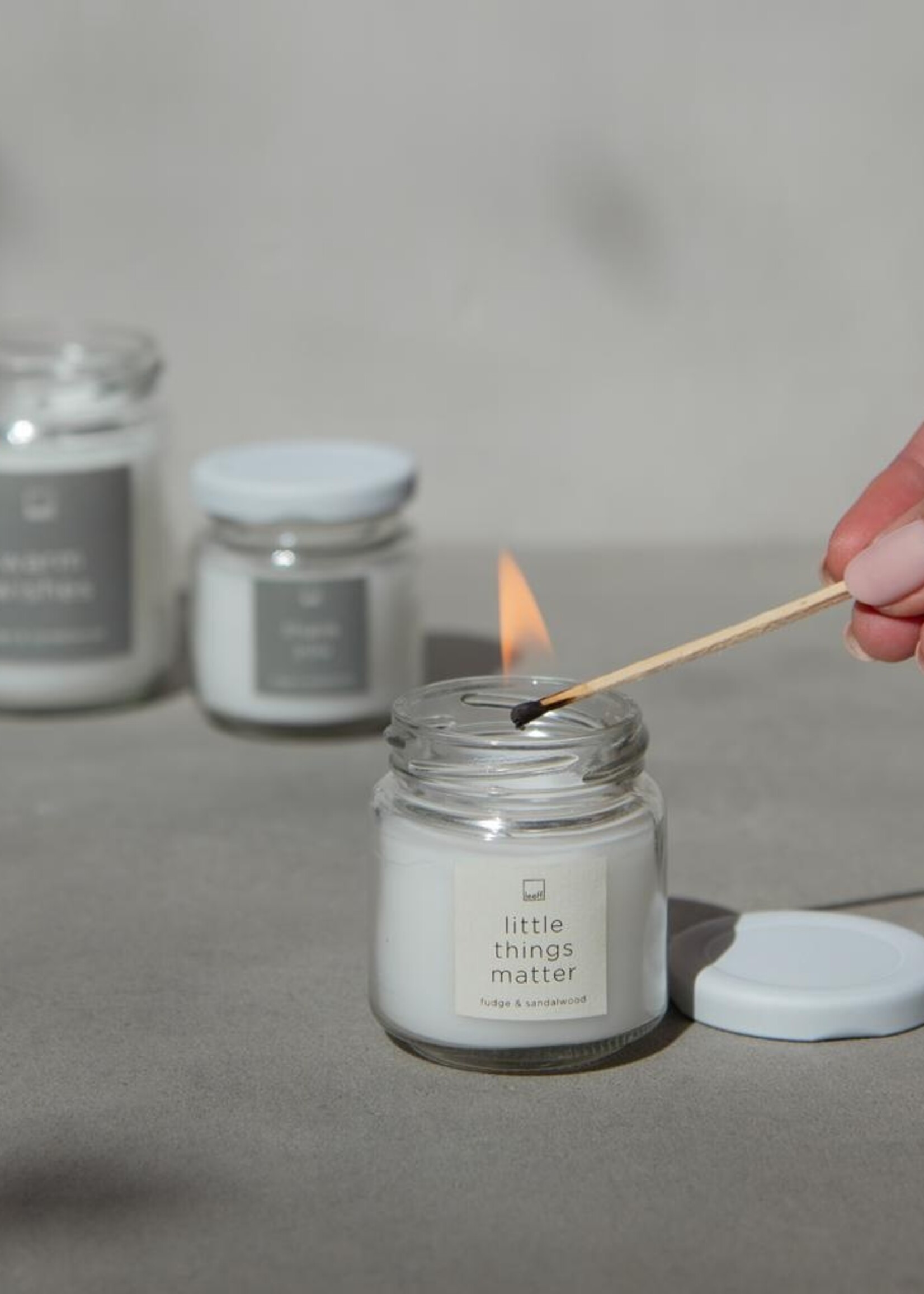 Kaars glas met quote S 'Little things matter'