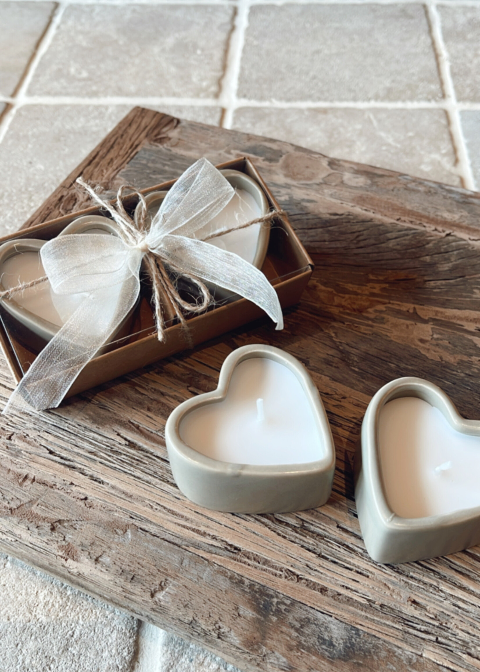 Theelichthouders 'heart' set van 2