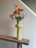 Vaas glas 'yellow' bubble langwerpig lange hals L