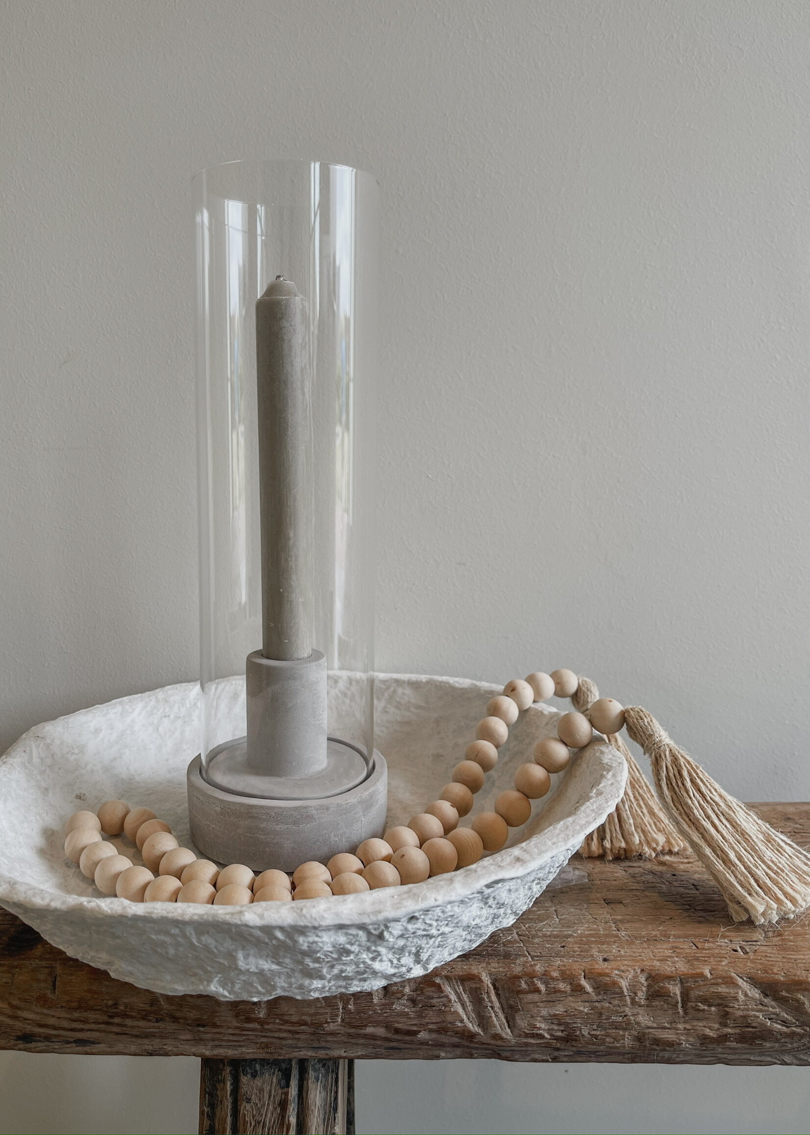 Kandelaar grijs beton glas