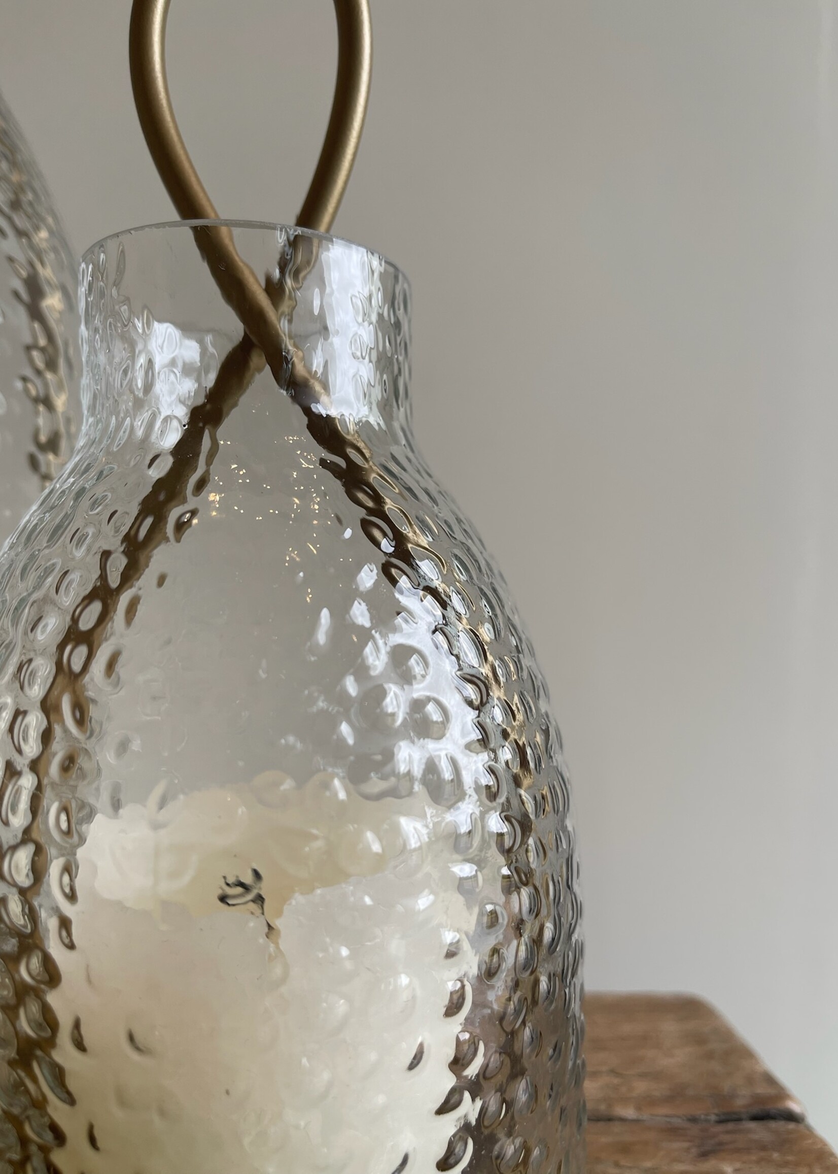 Lantaarn goud gehamerd glas L