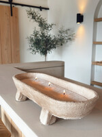 Aardewerk schaal langwerpig naturel beige