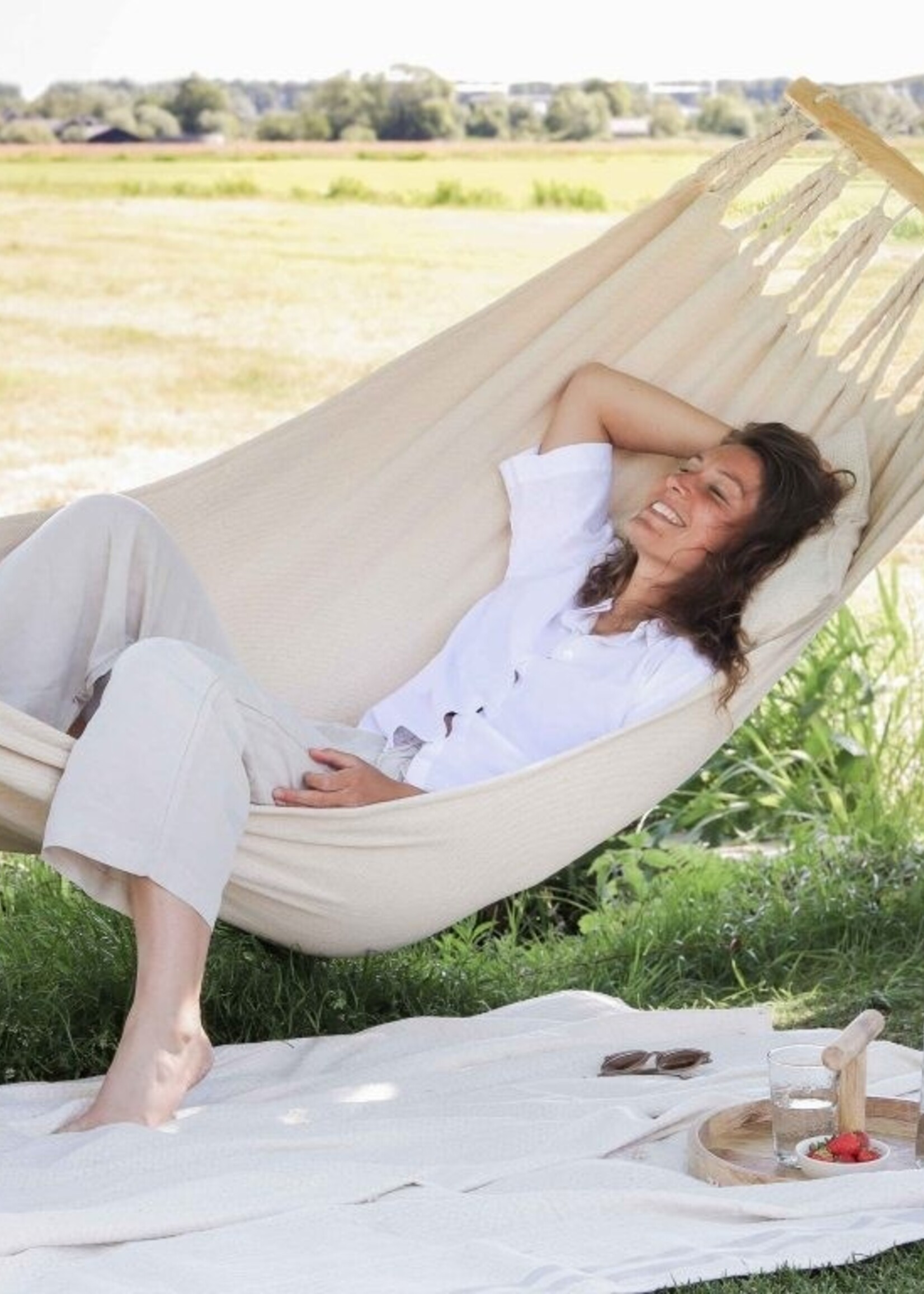 Hangmat beige dik touw