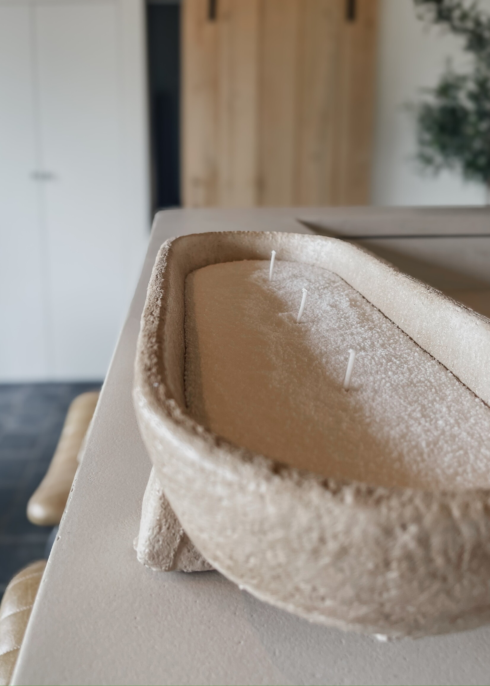 Parelzand kaars wit 'vanille'