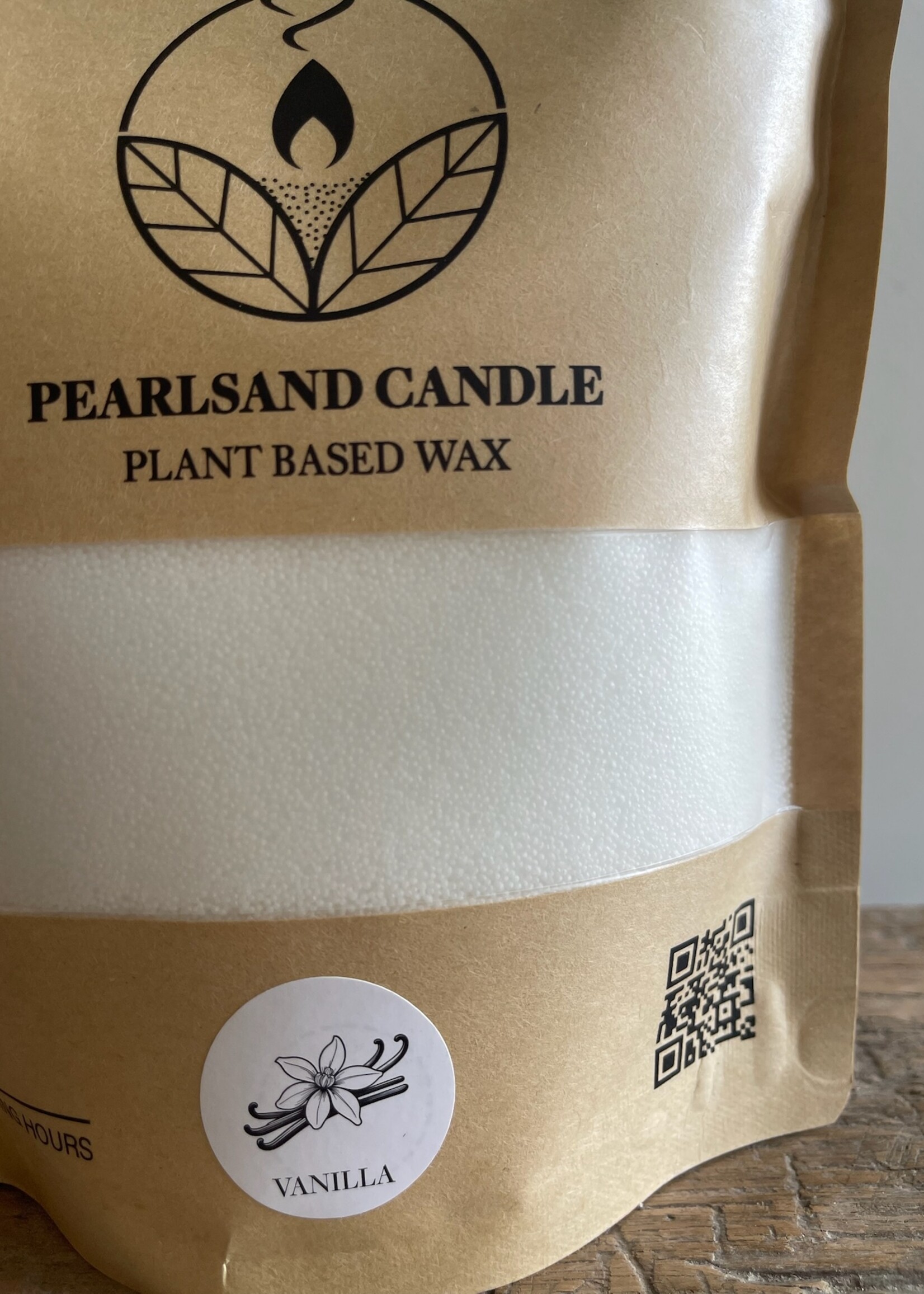 Parelzand kaars wit 'vanille'