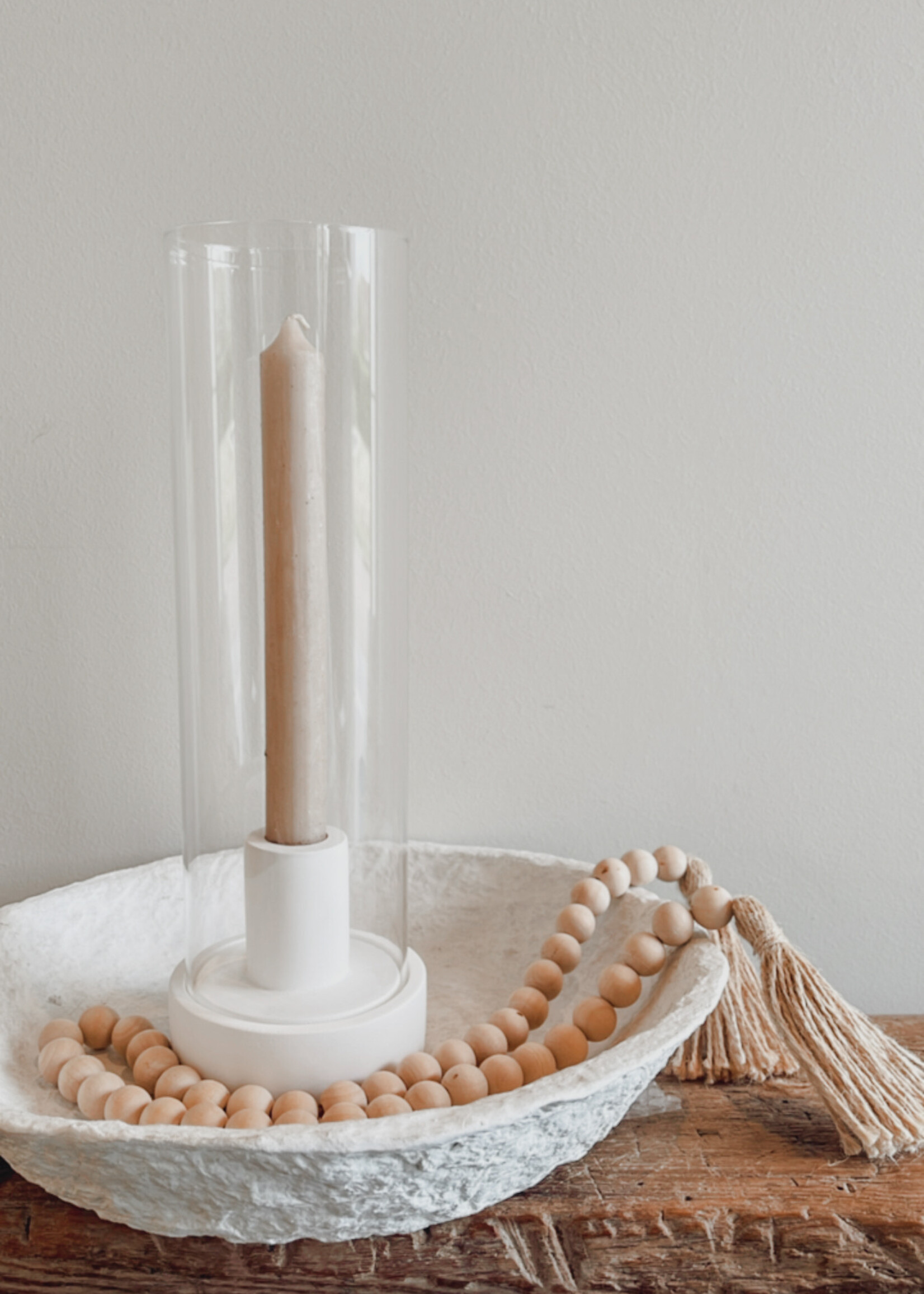 Kandelaar wit beton glas