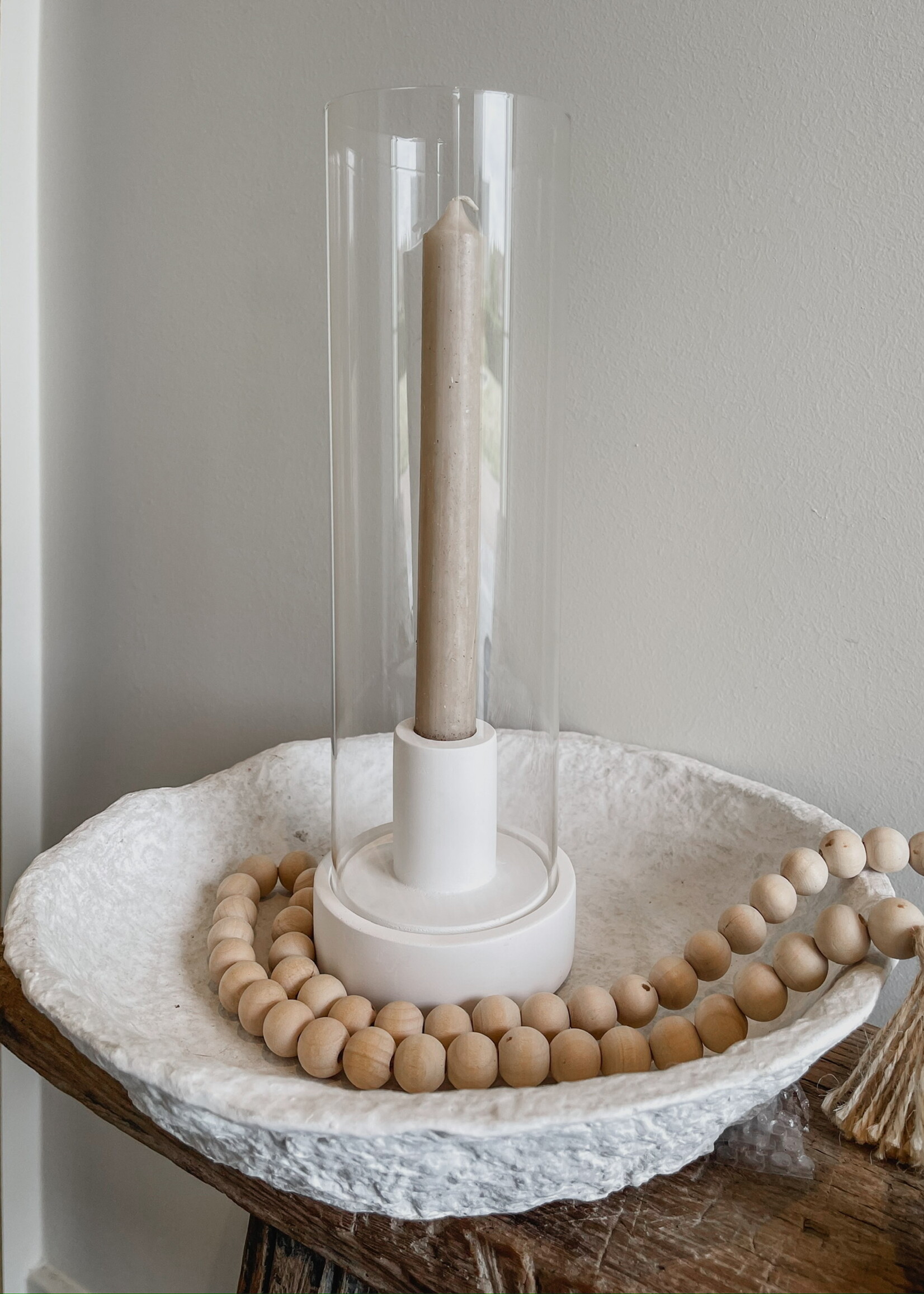 Kandelaar wit beton glas