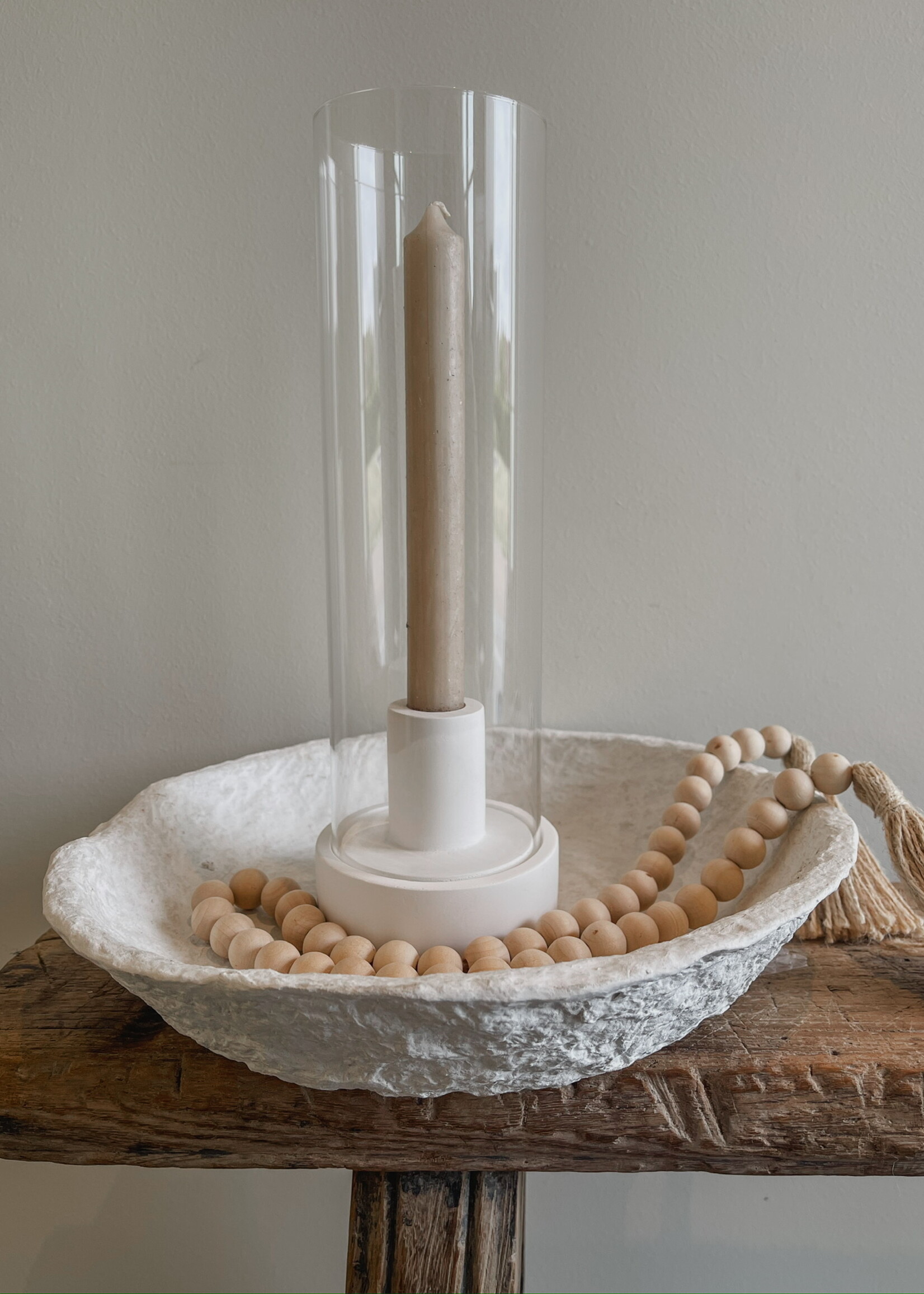 Kandelaar wit beton glas