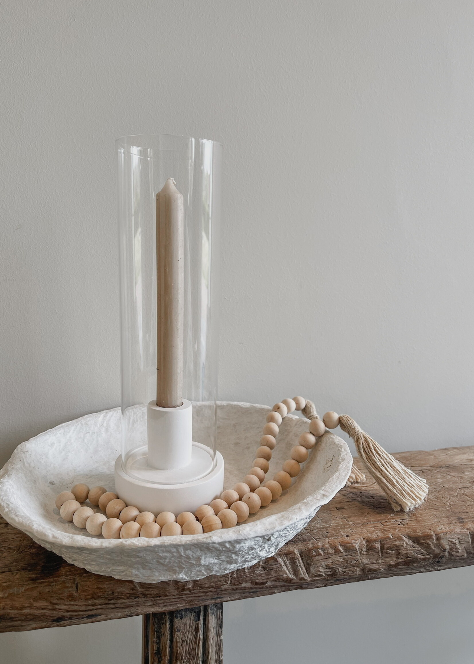 Kandelaar wit beton glas