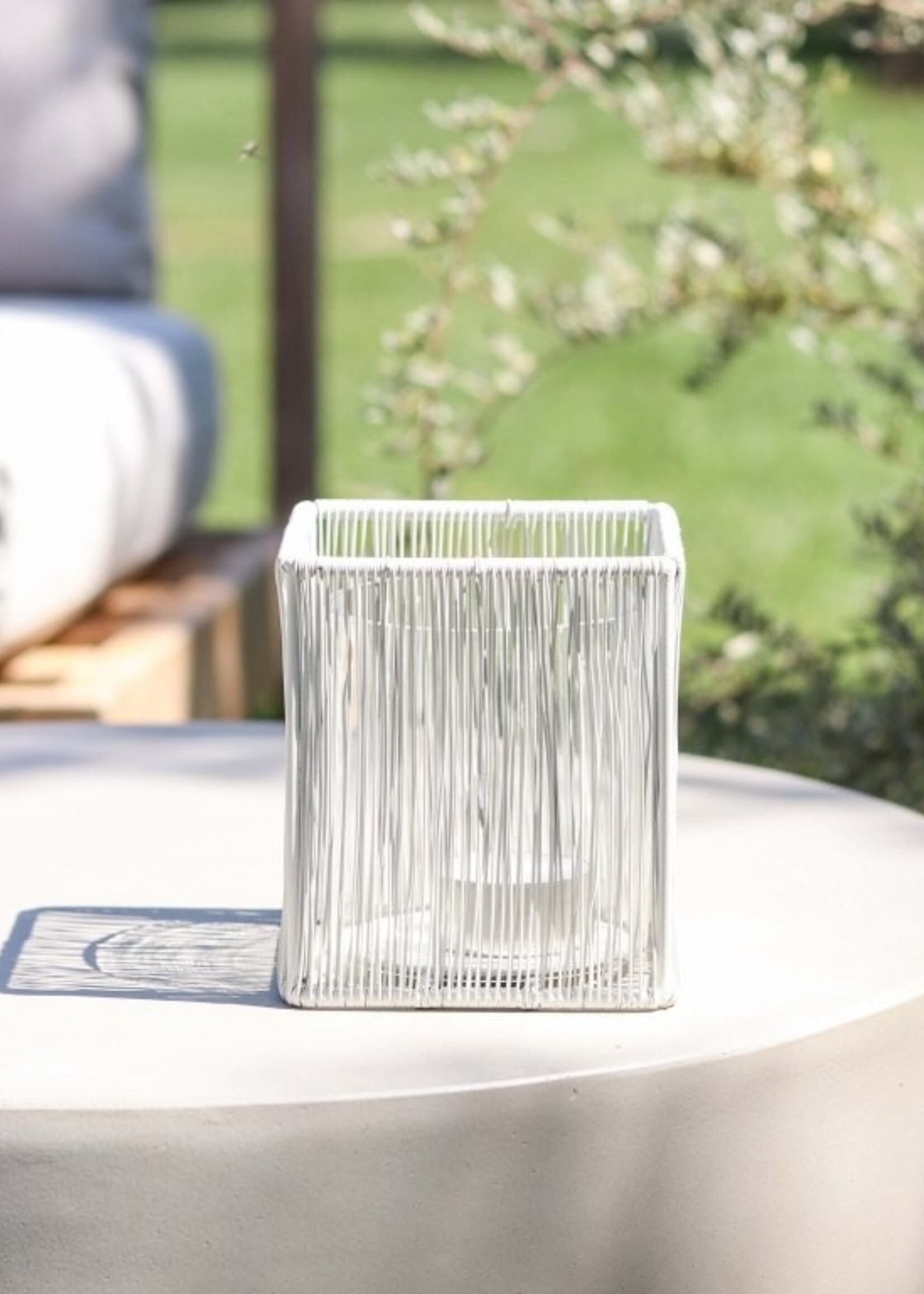 Theelicht wit draad vierkant