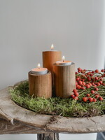 Theelichthouder stronkje teak M