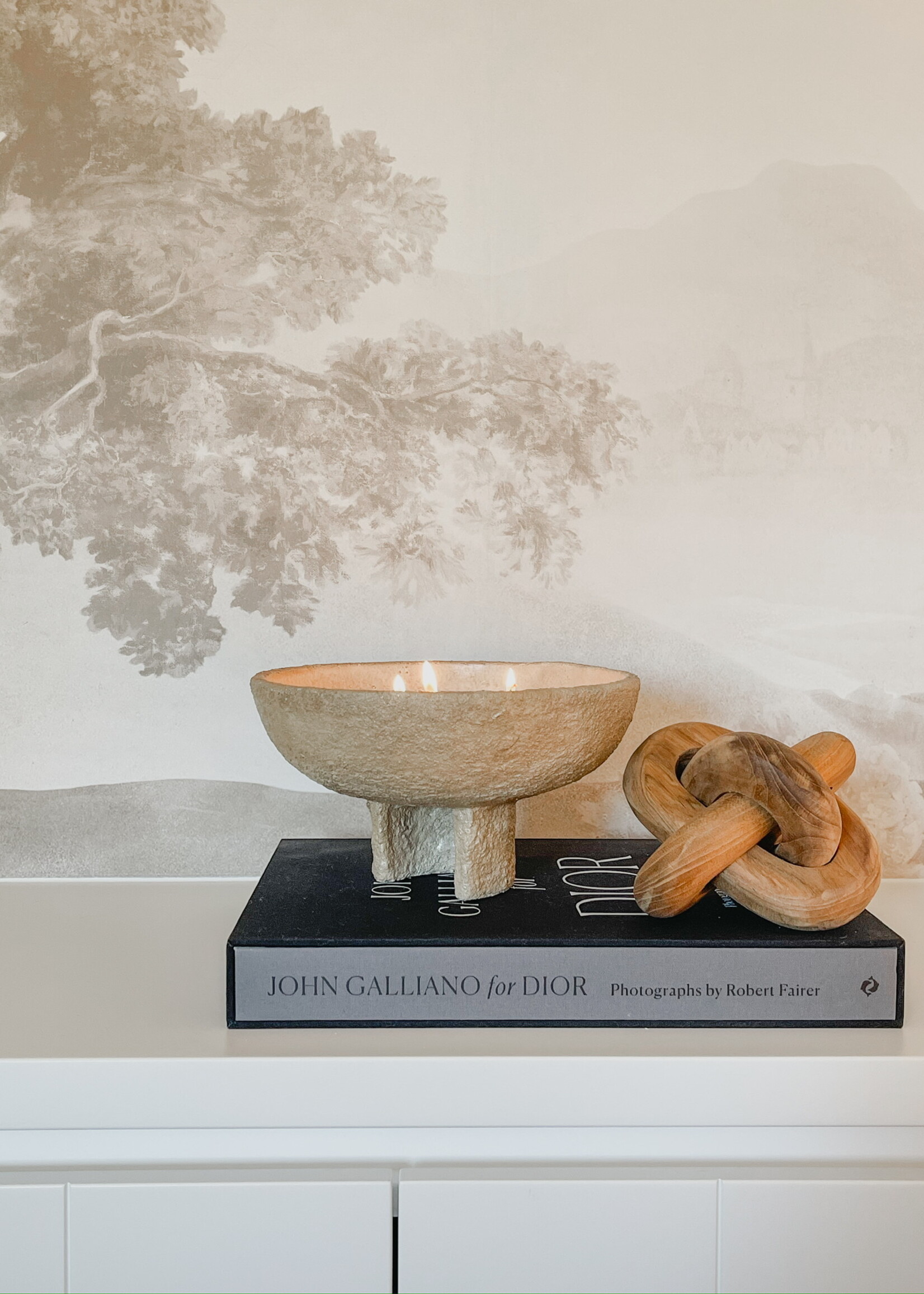 Schaal aardewerk crème op voet