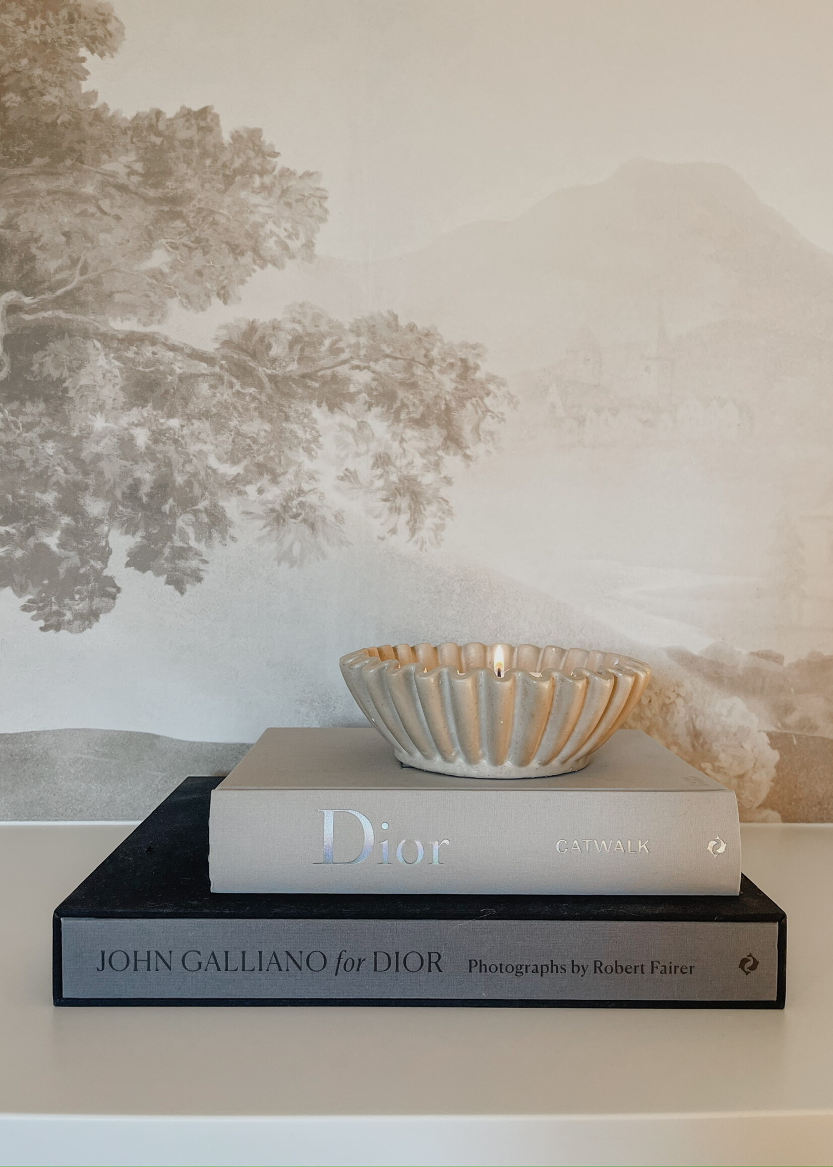 Schaal aardewerk ribbel beige M