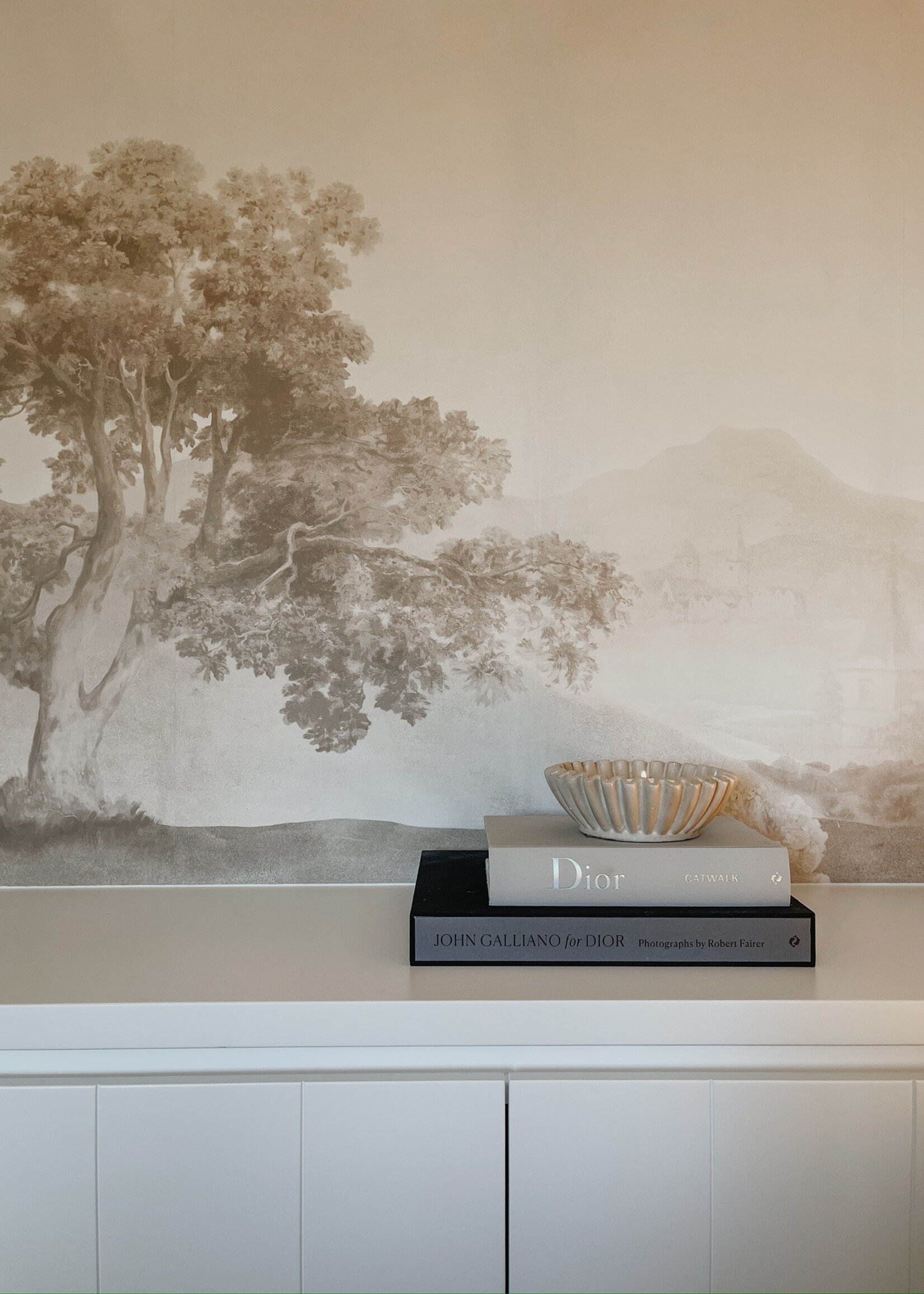 Schaal aardewerk ribbel beige M