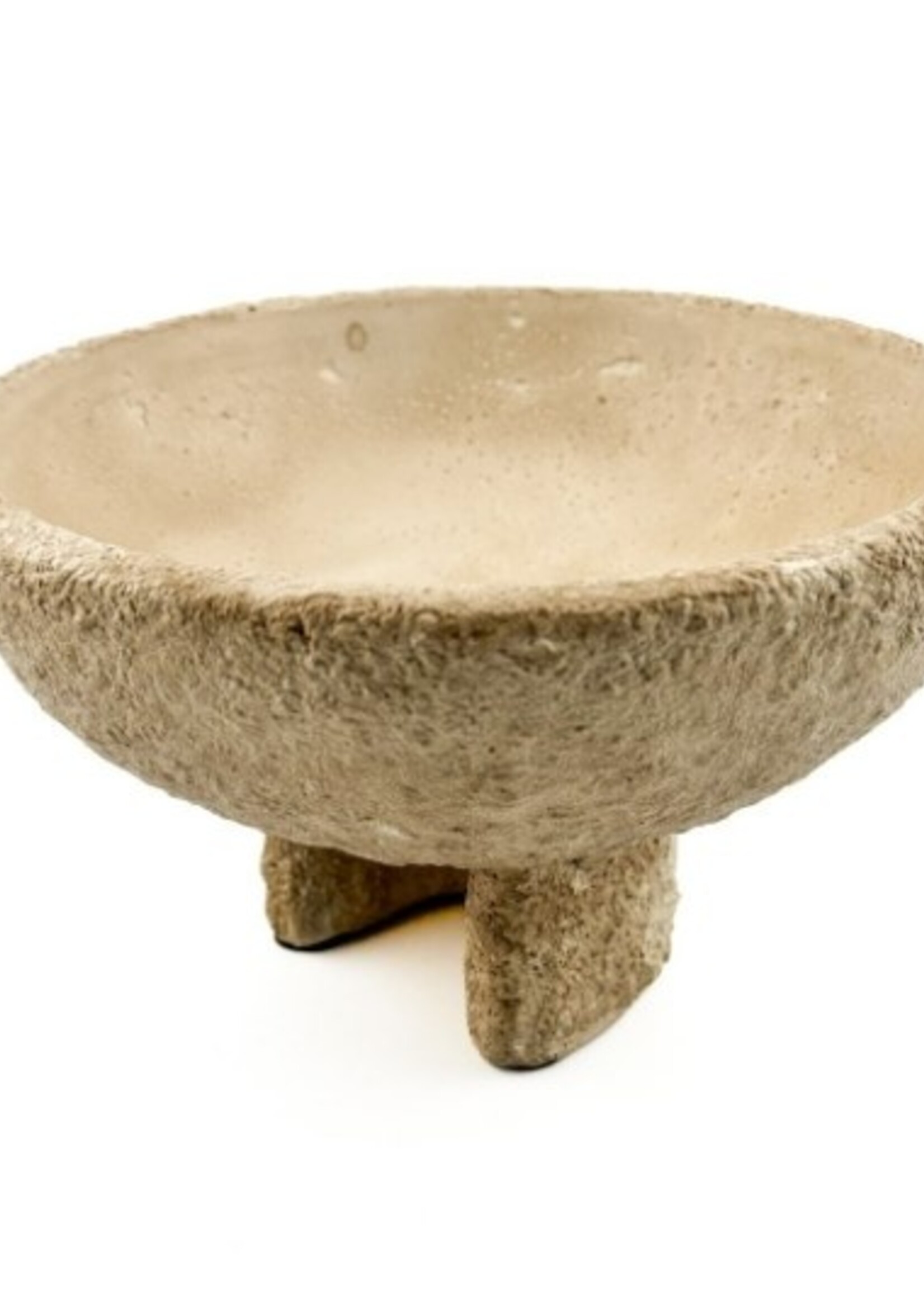 Schaal aardewerk crème op voet XS