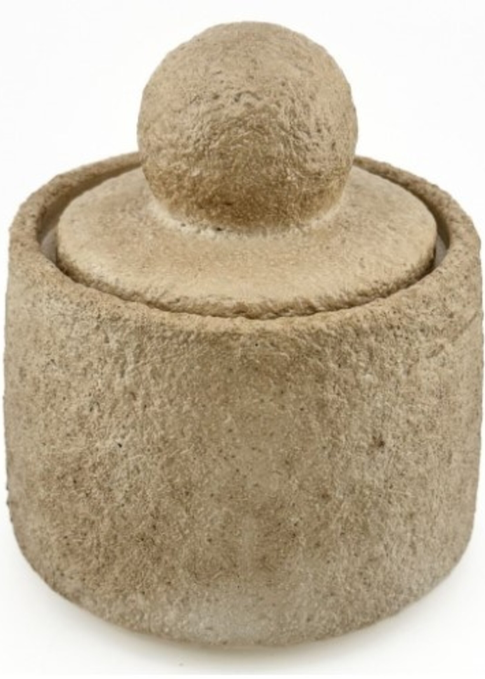 Aardewerk potje beige met deksel