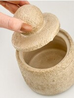 Aardewerk potje beige met deksel